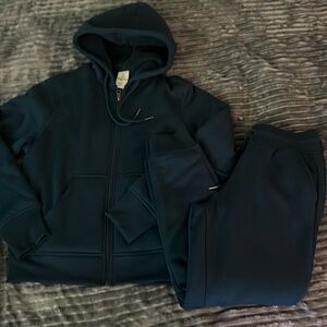 Women’s Dark Green Sherpa Lined Joggers & Matching Zip Up Hooded Jacket
